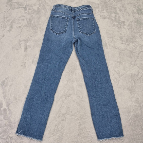 Flying Monkey 25 High Rise Straight Leg Distressed Raw Hem Jeans F4386 Stretch - Picture 8 of 8